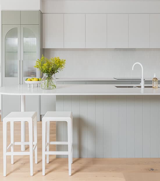 The kitchen at Kaari on Kiers in Miami. A duplex development project by Matt and Kath Koch from Hemko Buyer's Agency on the Gold Coast.