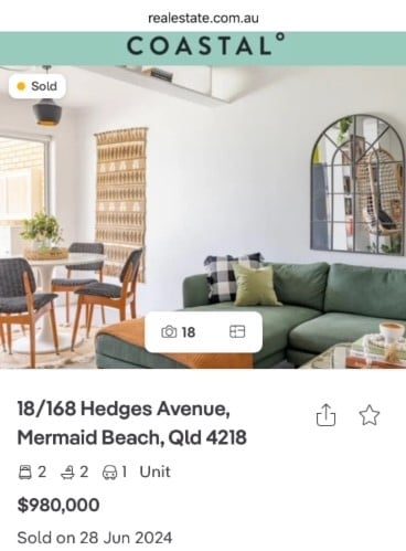 Apartment sold on Hedges Avenue Mermaid Beach