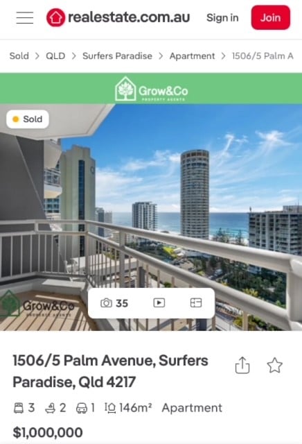 Apartment sold on Palm Avenue Surfers Paradise